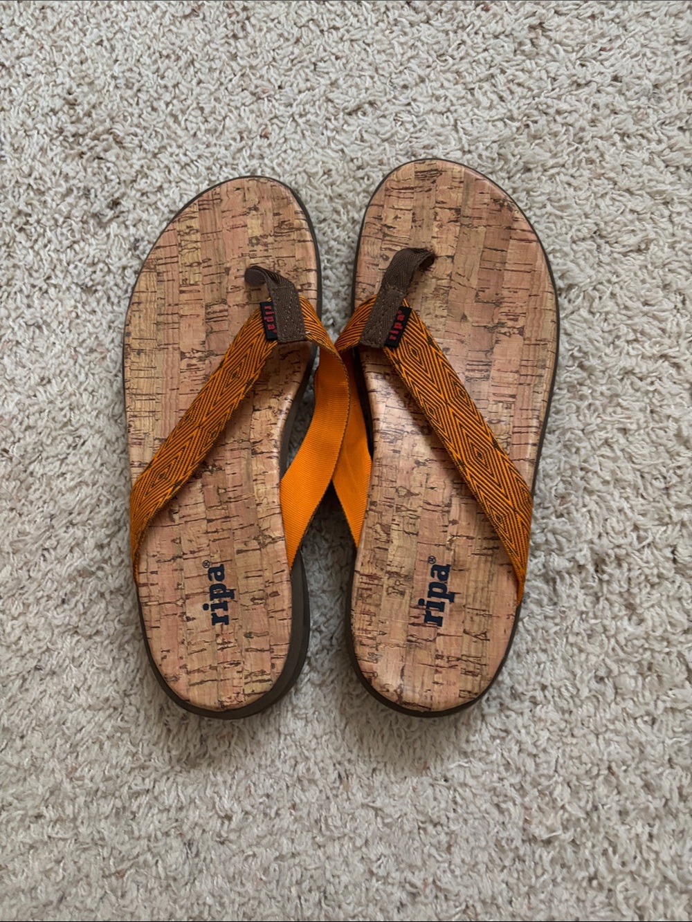 Men's Orange Cork-Print Flip-Flop Sandals